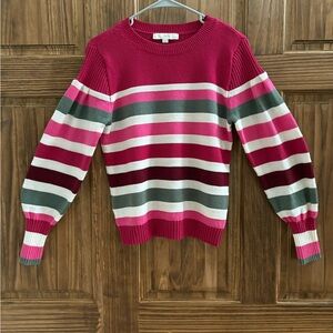 LOFT Striped Crew Neck Sweater